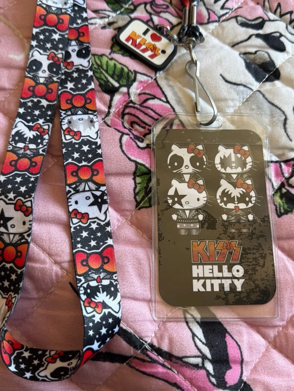 Hello Kitty Black, Red & White Character Lanyard with Badge Holder
